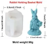 3D Заек зайче с  кошница Силиконов молд форма за свещи гипс сапун смола , снимка 1