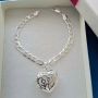 Сребърна, дамска гривна със сърце/ плочка. 10 различни модели. В кутия за подарък., снимка 8