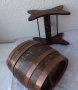 Дървено буре с медни обръчи и стойка, снимка 5