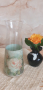  Стъклена ваза винтидж стил, ръчно декорирана с декупаж, снимка 3