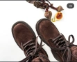 Кафяви боти естествен велур Aquamarineshoes, снимка 2