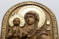 Позлатена релефна икона на Дева Мария Троеручица с варак, снимка 5