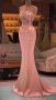 Луксозна бална рокля цвят праскова с камъни, снимка 1 - Рокли - 42302152