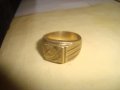 СТАР ПОЗЛАТЕН БРОНЗОВ ПРЪСТЕН ОРНАМЕНТИРАН РЪЧНО МАЙСТОРСКА АРТ ДЕКО ИЗРАБОТКА МАСИВЕН 21866, снимка 2