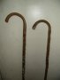 № 5556 стари тиролски бастуни със значки   - два броя   - размери - дължина  / височина 93 см и 88 с, снимка 1