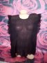 Черна феерична широк модел блуза с къдри на раменете от шифон ХЛ, снимка 1 - Тениски - 37456273