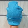 Нова дамска зимна шапка рипс с подгъв в цвят син меланж, снимка 7