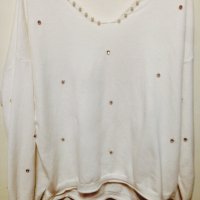 Модерна блуза с перли и кристали, снимка 2 - Блузи с дълъг ръкав и пуловери - 38186408