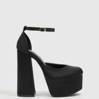 Черни елегантни обувки на платформа, снимка 2 - Дамски обувки на ток - 40860820