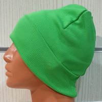 Нова дамска зимна шапка рипс с подгъв в неонов зелен цвят, снимка 4 - Шапки - 39332980