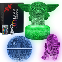 3D Star Wars лампа с 3 плаки, снимка 1 - Детски нощни лампи - 44621749