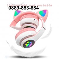 2022 RGB Безжични Слушалки Котешки Уши Bluetooth Хит Подарък, снимка 2 - Безжични слушалки - 35214280