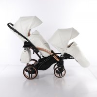 Бебешка количка Junama Mirror Satin Duo Slim 2в1, 3в1 НОВА, снимка 13 - Детски колички - 42081908