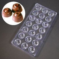 21 кръгли завъртулка пластмасова форма Поликарбонатна отливка калъп Шоколадови бонбони пралини, снимка 1 - Форми - 42234769