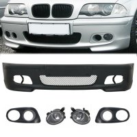 Предна M Technik II дизайн броня за BMW E46 с халогени (02.1998-09.2001) с капачета тип Hamman, снимка 1 - Аксесоари и консумативи - 42803590