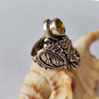 Сребърен пръстен с цитрин, снимка 5 - Пръстени - 44366541