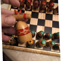 Рядък дървен шах матрьошки РЪЧНА ИЗРАБОТКА, снимка 9 - Шах и табла - 31641822