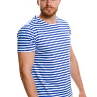 Нов мъжки моряшки комплект: моряшка класическа тениска без бие и капитанска шапка, снимка 2 - Тениски - 37662389