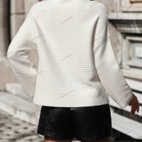 Свободен дамски едноцветен пуловер с изрязани ръкави - 023, снимка 7 - Блузи с дълъг ръкав и пуловери - 42284399