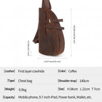 "Изчистен" модел чанта от естествена кожа за носене през гърди/рамо, снимка 3 - Чанти - 40022060