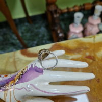 Прекрасен антикварен немски сребърен пръстен с цитрин , снимка 6 - Пръстени - 44527468