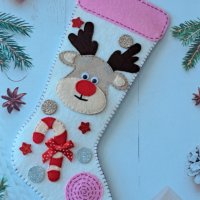 Коледен чорап за камина / лакомства / декорация, снимка 1 - Декорация за дома - 38650499