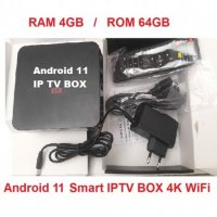 Android 11 IPTV WiFi TV BOX IPTV 4GB рам, 64GB ром за Онлайн телевизия, снимка 1 - Приемници и антени - 30434946