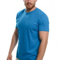 Нова мъжка изчистена тениска в син цвят, снимка 3 - Тениски - 37670502