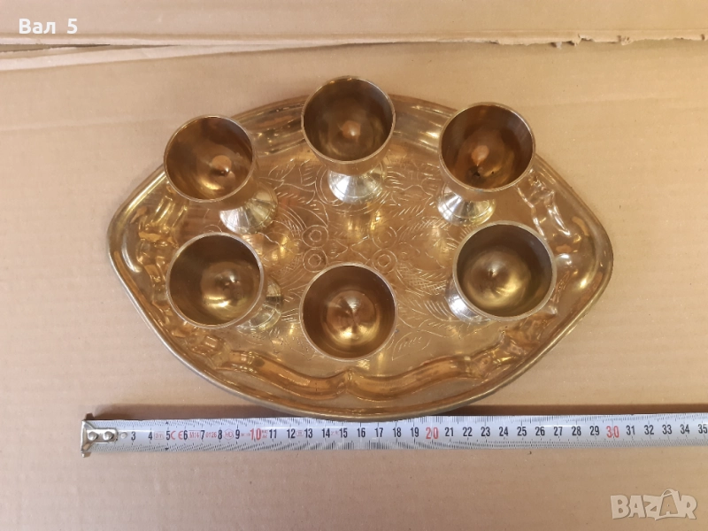 Стар красив бронзов сервиз за ликьор , ракия и други, снимка 1