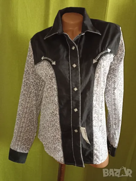 Нова дамска риза в черно и бяло L, снимка 1