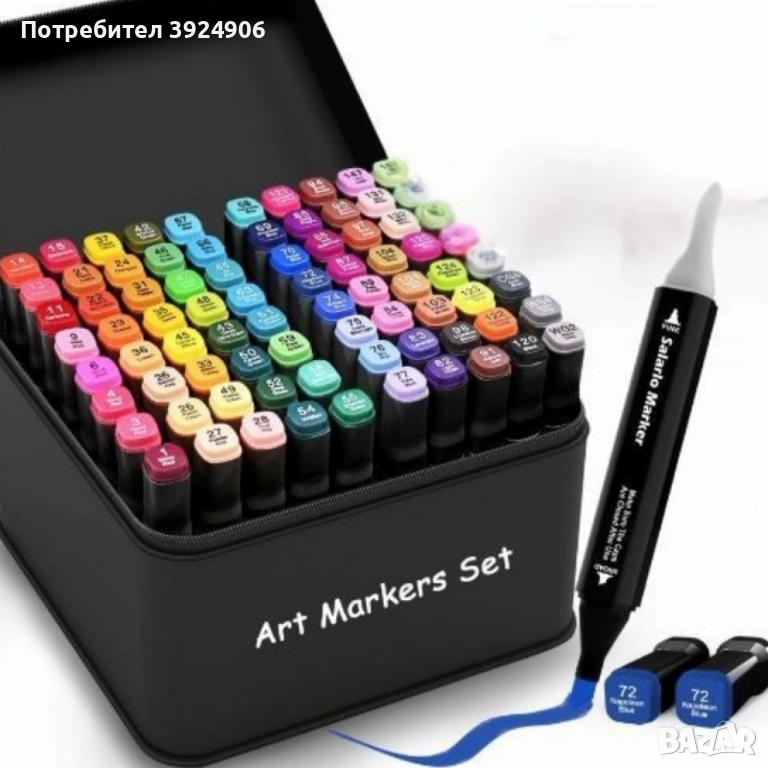 Комплект от маркери с алкохолна основа с две страни и калъф за съхранение - 48бр/60бр/80бр Всички мо, снимка 1