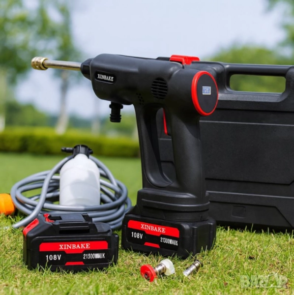 Акумулаторна водоструйка 24V – Пистолет за миене с LCD дисплей и 6 режима, снимка 1