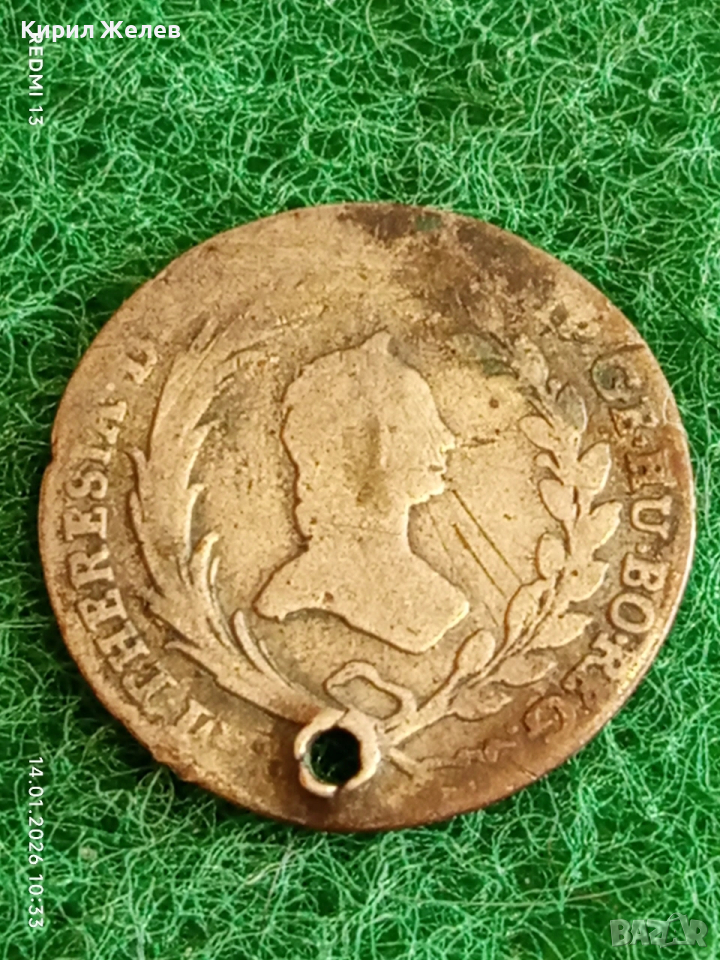 Сребърна монета 10 кройцера 1765г. Мария Терезия Бохемия за КОЛЕКЦИЯ 52975, снимка 1