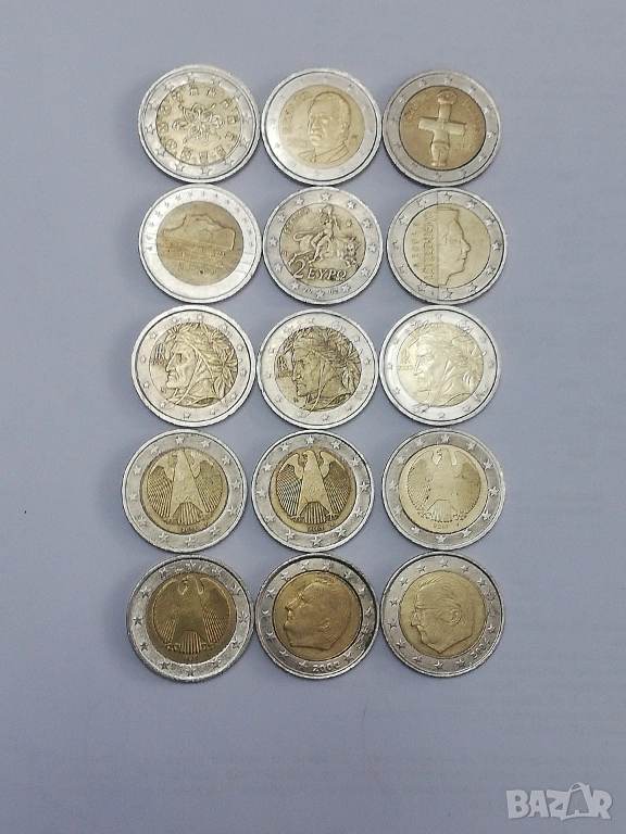 лот от 15 монети от 2 евро различни държави, снимка 1