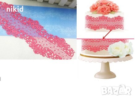 Дантела с мрежа в средата дантела борд силиконов молд форма за украса торта с фондан гъмпейст, снимка 1
