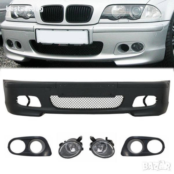 Предна M Technik II дизайн броня за BMW E46 с халогени (02.1998-09.2001) с капачета тип Hamman, снимка 1