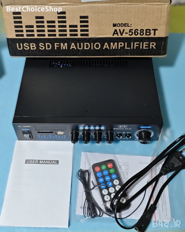 Мини Hi-Fi усилвател Bluetooth 5.0 с FM радио и USB вход – Портативен, снимка 1