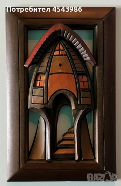 Дърворезба – Ръчно изработена къщурка, 32x20.5 см, снимка 1
