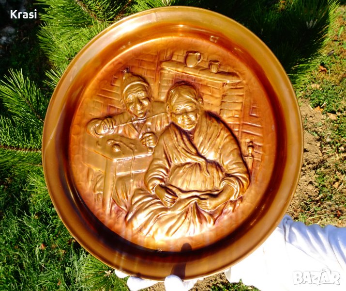 Битова медна картина,медна тава форма за питка 36 см., снимка 1