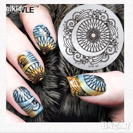 spb-26 кръгла плочка / щампа шаблон за печат на нокти маникюр, снимка 1