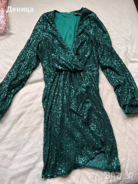 Зелена пайетена рокля, снимка 1