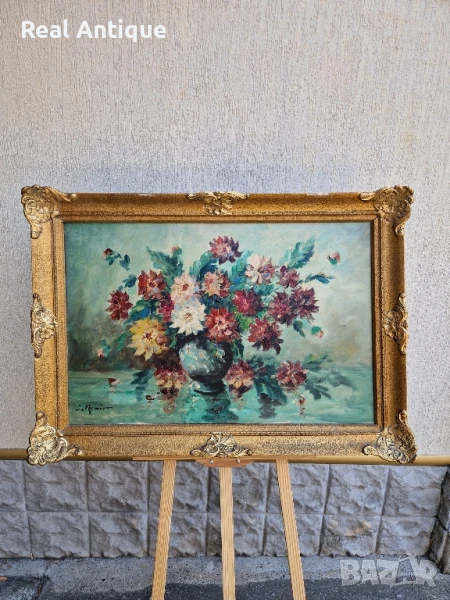 Натюрморт огромен масло автор рамка платно, снимка 1