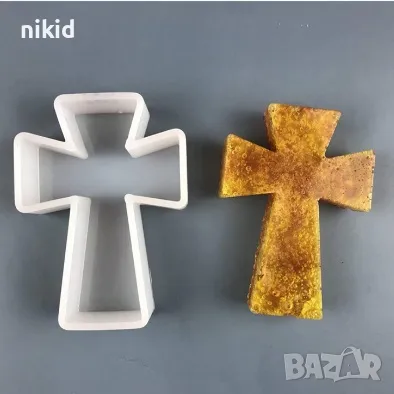 Голям дълбок кръст силиконов молд форма фондан шоколад гипс смола декор сапун, снимка 1
