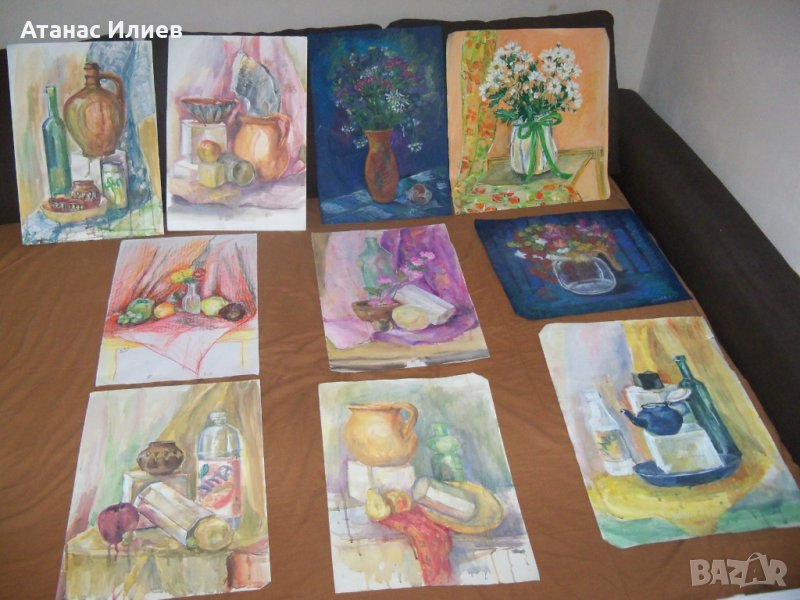 Лот от 10 натюрморта на худ. Десислава Илиева, снимка 1