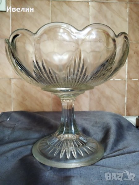 стара стъклена купа,фруктиера арт деко, снимка 1