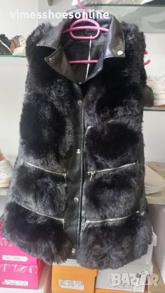 Елек дамски-пух и кожа, снимка 1