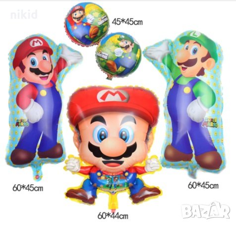 Супер Марио Super Mario Луиджи различни фолио фолиев балон хелий или въздух, снимка 1