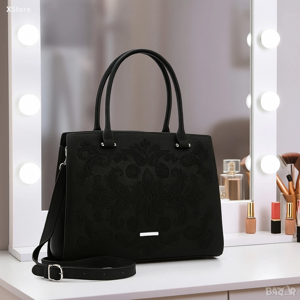 Елегантна дамска чанта с релефен дизайн – стил и практичност в едно. Различни цветове, снимка 1