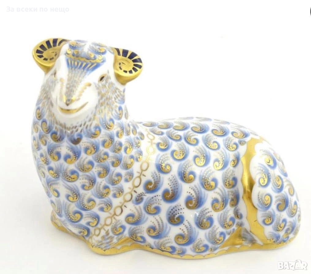 A Royal Crown Derby England  paperweight modelled as a ram/  Circa 1988 Код P1643, снимка 1