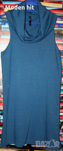Bershka рокля - туника без ръкав с шал яка /тюркоазено синьо/, снимка 1